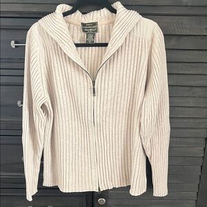 Eddie Bauer Women's Cream Zip-Up Cardigan
